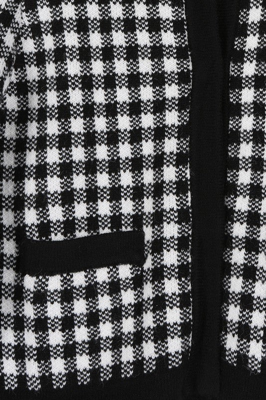 Black check knitted jacket