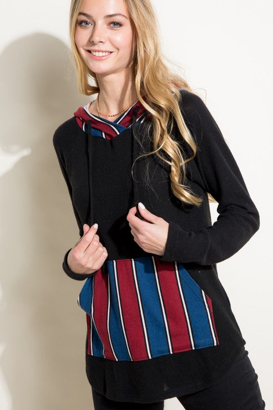 STRIPE MIXED SWEATSHIRT