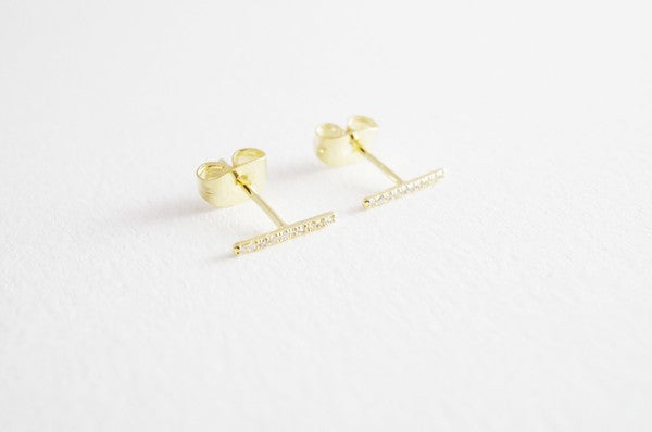 Skinny Midi Crystal Bar Earrings
