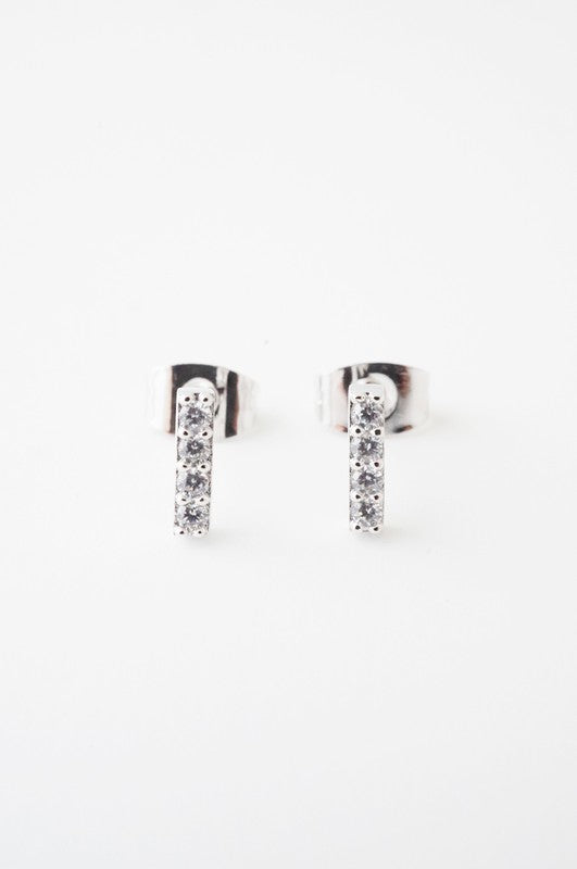 Flat Drop Crystal Bar Earrings