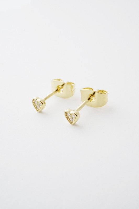 Mini Heart Crystal Stud Earrings