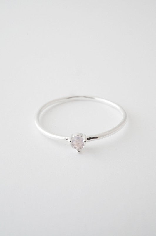 Rose Quartz Crystal Point Solitaire Ring