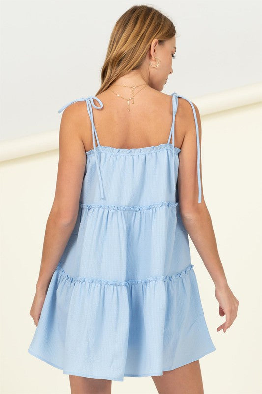 Better Days Tie-Strap Tiered Mini Dress