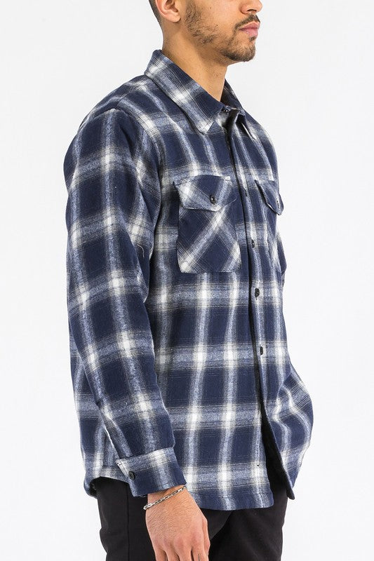 Mens Quilted Padded Flannel