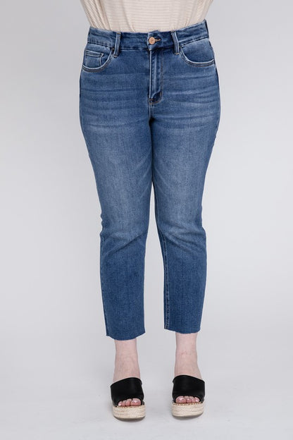 Plus Size High Rise Slim Straight Jeans