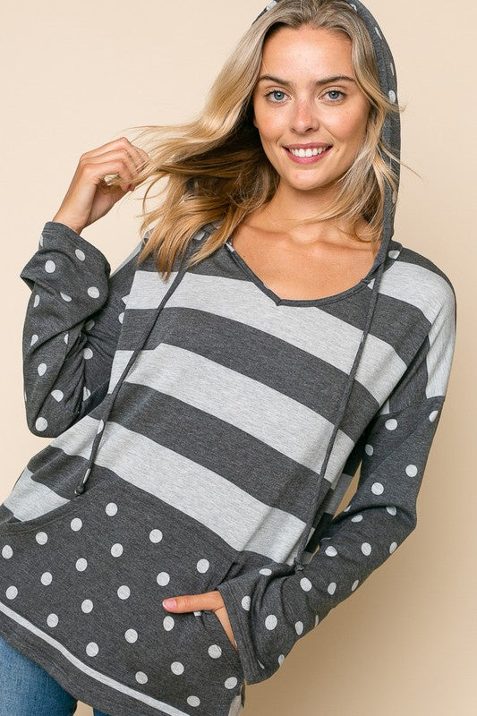 PLUS POLKA DOT STRIPE MIX SWEATSHIRTS