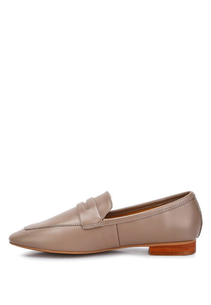 LILIANA Taupe Classic Leather Penny Loafers