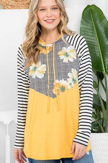 PLUS FLORAL STRIPE MIX SWEATSHIRTS