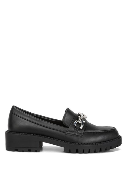 Ashby Faux Leather Chunky Block Heel Loafers