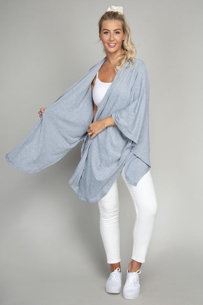 Drop Shoulder Open Front Cardigan