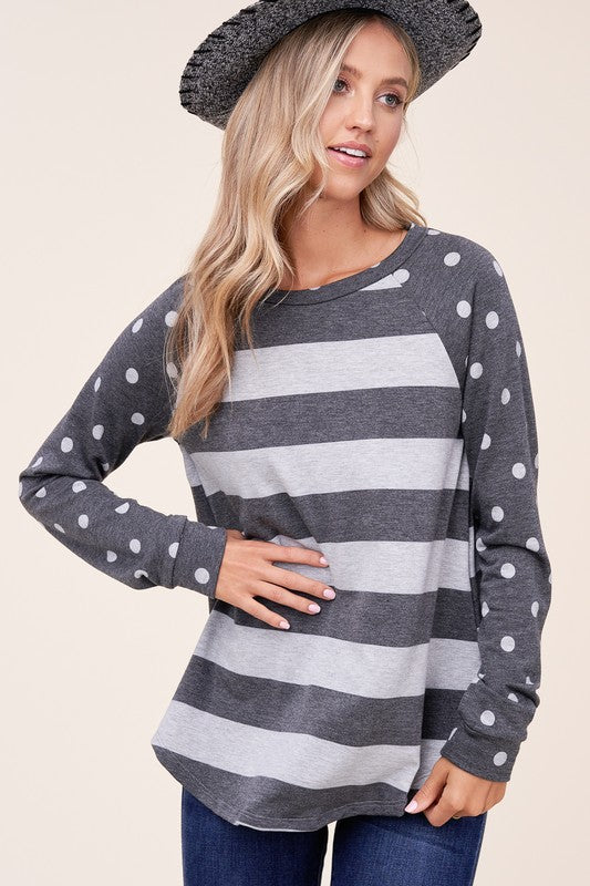 PLUS STRIPE MIXED SWEATSHIRTS