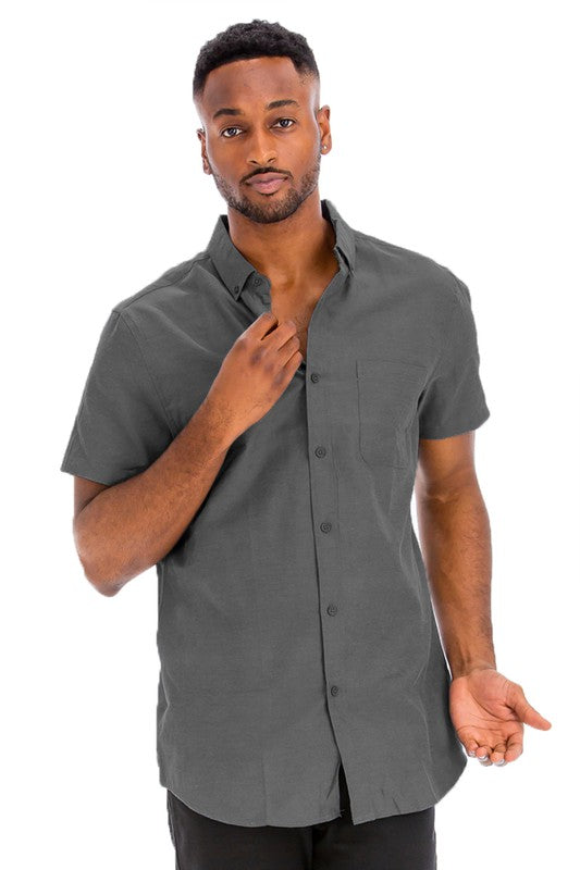 Weiv Men's Casual Short Sleeve Solid Shirts