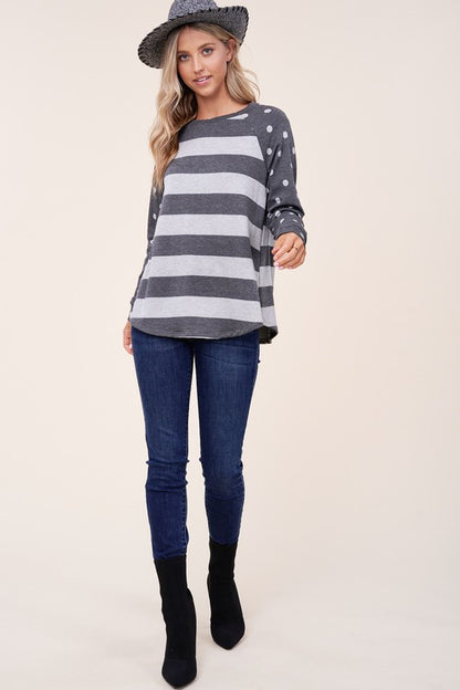 DOT STRIPE MIXED SWEATSHIRTS