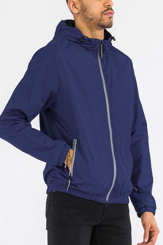 SOLID HOODED LIGHTWEIGHT WINDBREAKER JACKET