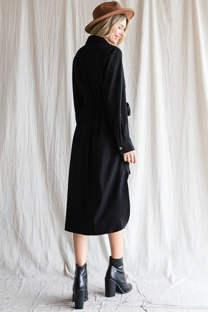 Button down shirt long dress PLUS 30-545P