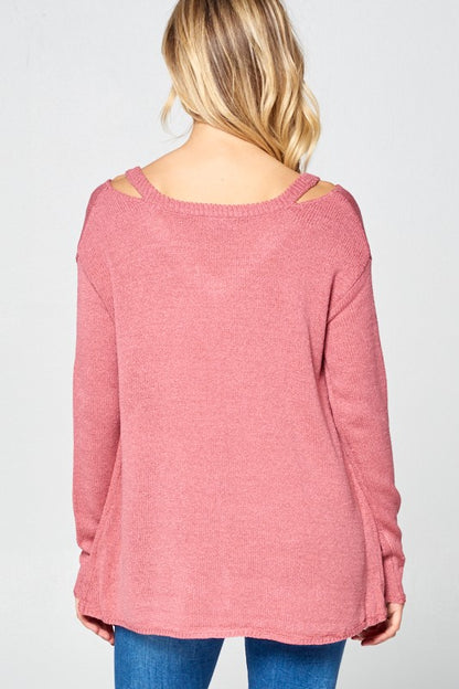 SOLID LIGHT KNIT V NECK SWEATER