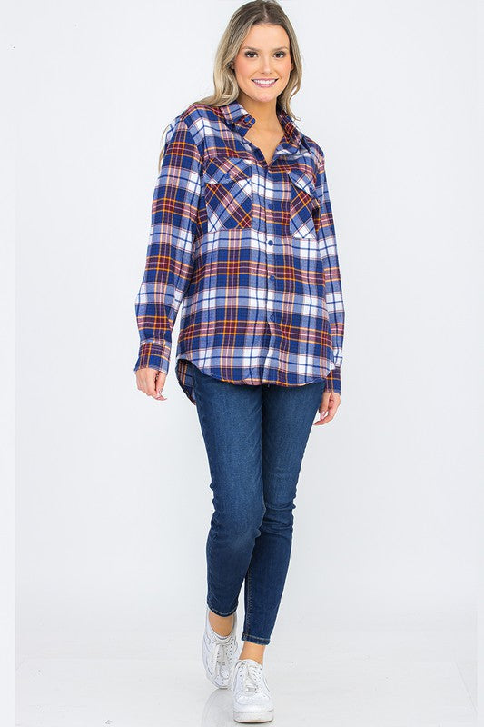 BOYFRIEND Fit Checker Plaid Flannel Long Sleeve