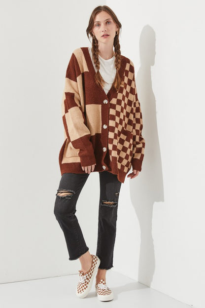 CHECKERED OVERSIZED SWEATER JJK5031P