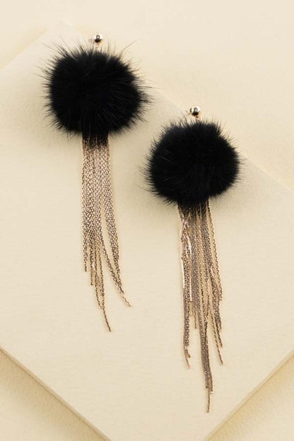 Powder Puff Drop Earrings