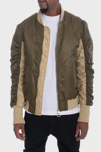 TWO TONE COLOR BLOCK BOMBER JACKET