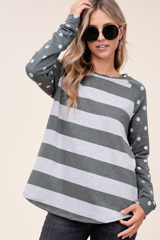 PLUS STRIPE MIXED SWEATSHIRTS