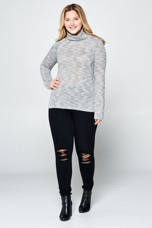 LONG SLEEVE KNIT TURTLENECK TOP