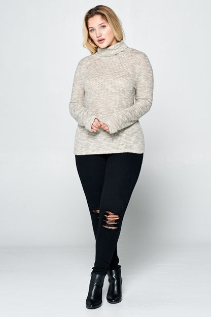 LONG SLEEVE KNIT TURTLENECK TOP