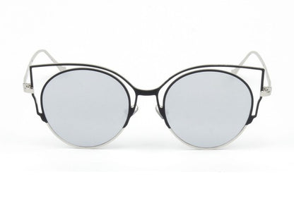 Women Mirrored Round Cat Eye Fashion Sunglasses