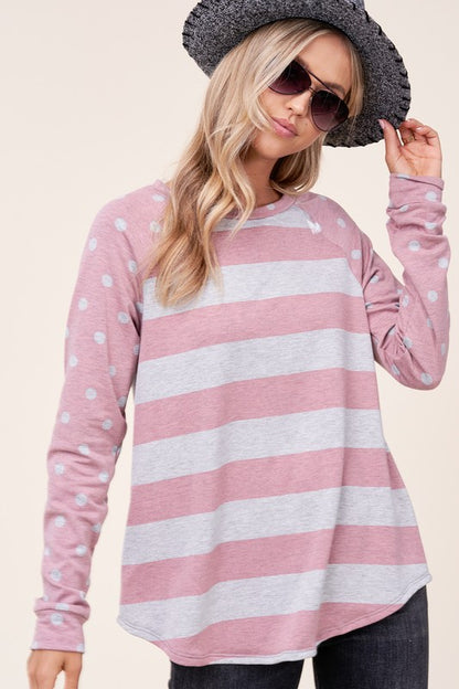 DOT STRIPE MIXED SWEATSHIRTS