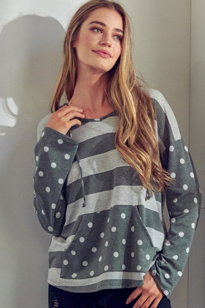 PLUS POLKA DOT STRIPE MIX SWEATSHIRTS