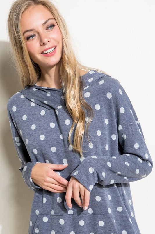 POLKA DOT PRINT TERRY SWEATSHIRT TOP