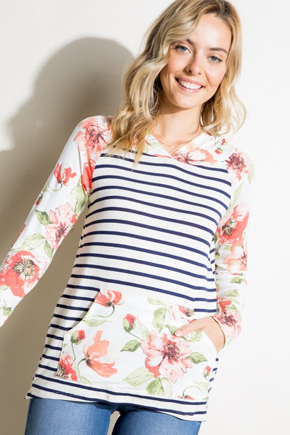 STRIPE FLORAL MIXED SWEATSHIRTS