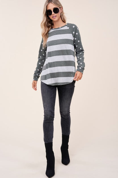 PLUS STRIPE MIXED SWEATSHIRTS