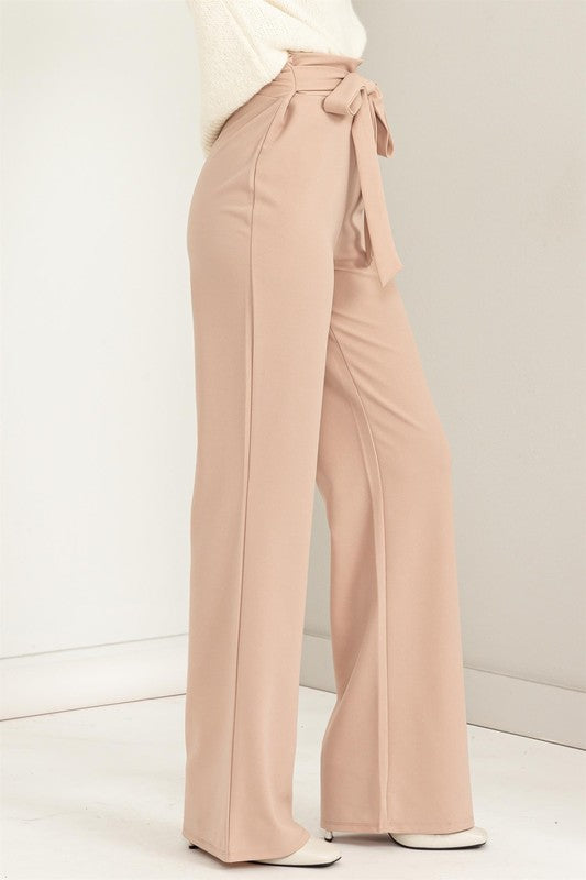 Seeking Sultry High-Waisted Tie Front Flared Pants