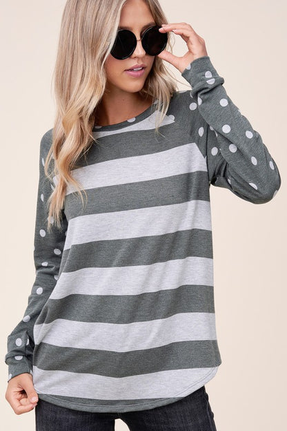 PLUS STRIPE MIXED SWEATSHIRTS