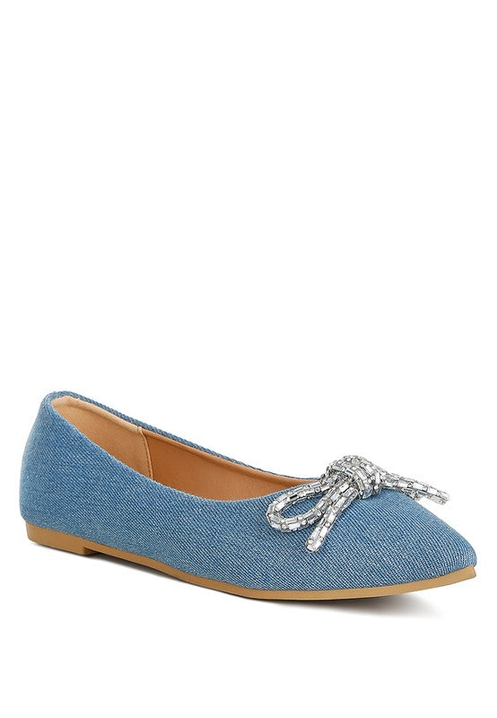 Ellerby Embellished Bow Detail Ballet Flats