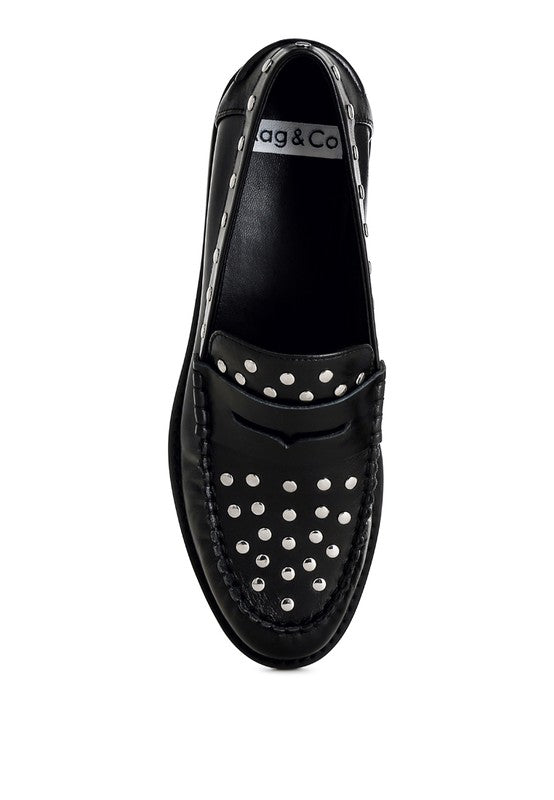 Oglavia Studs Embellished Leather Loafers