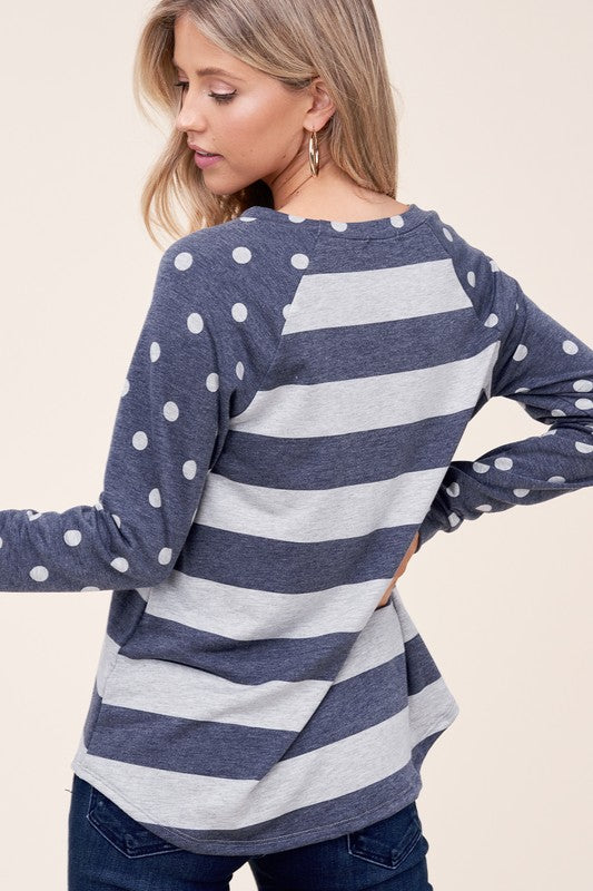 DOT STRIPE MIXED SWEATSHIRTS