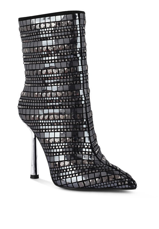 Extravagance Mirror Embellished Stiletto Boots