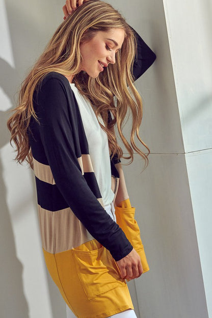 PLUS SOLID COLORBLOCK CARDIGAN