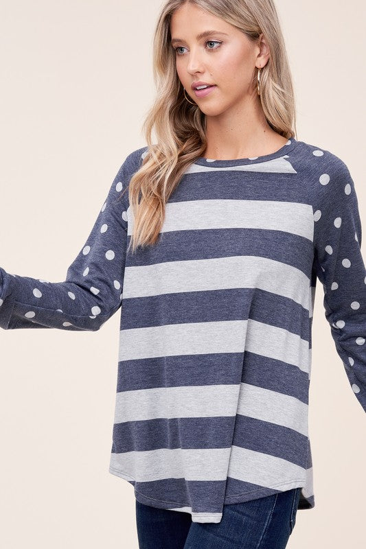 PLUS STRIPE MIXED SWEATSHIRTS