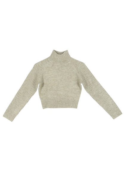 Crop mock neck sweater