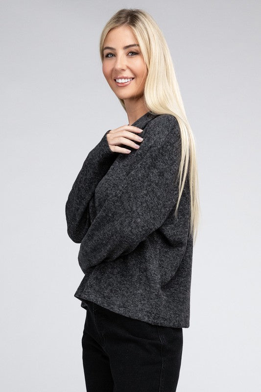 Brushed Melange Hacci Collared Sweater