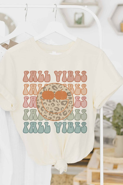 FALL VIBES LEOPARD HAPPY FACE Graphic Tee