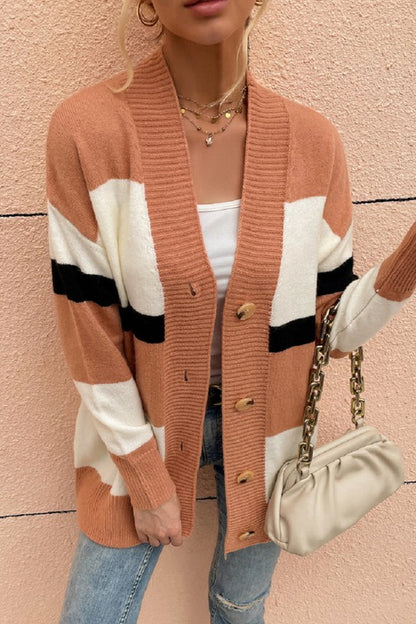 Stripe knitted cardigan