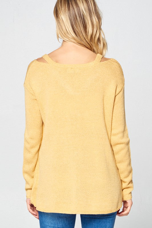 SOLID LIGHT KNIT V NECK SWEATER