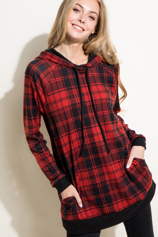 PLUS PLAID MIXED SWEATSHIRT