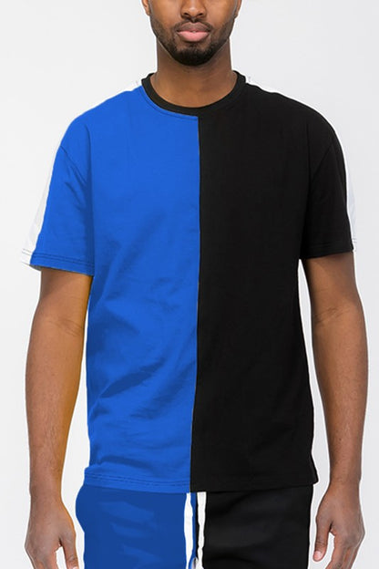 TWO TONE COLOR BLOCK SHORT SLEEVE TSHIRT