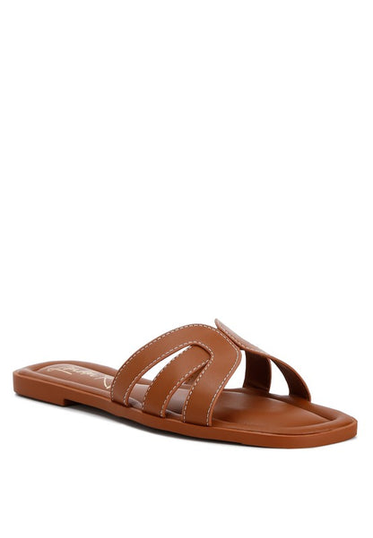 Aura Faux Leather Flat Sandals