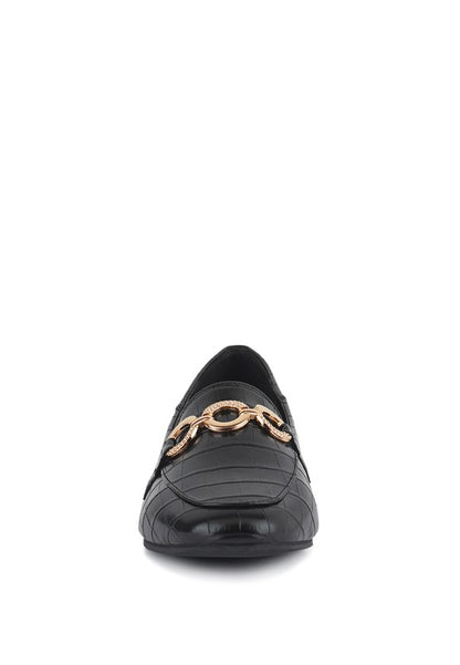 LONDON RAG CROC TEXTURED METAL SHOW DETAIL LOAFERS